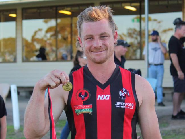 Jervois' Ben Hansen after winning the Anzac Medal this season. Picture: Jervois Football Club