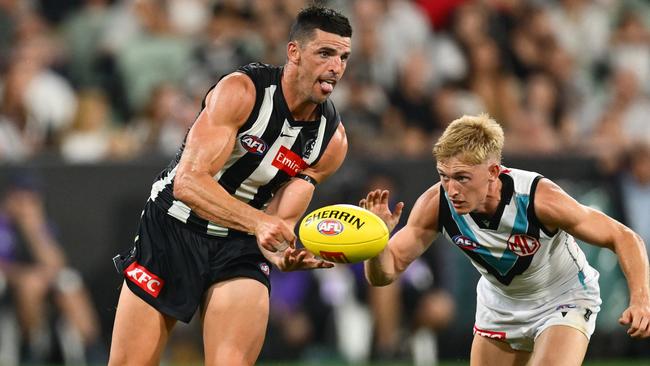 Collingwood’s Scott Pendlebury is on track to play the most ever games in the AFL. Photo by Quinn Rooney/Getty Images