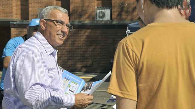 Mazhar Hadid campaigning in 2015 as the Liberal candidate for the state seat of Liverpool.