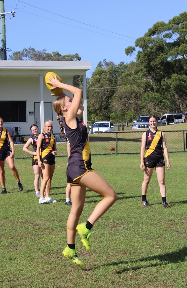 Bella Gleed is new to the Tigers this season, but has impressed with her marking.