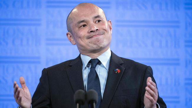 The Deputy Head for the Embassy of the People's Republic of China in Australia, Minister Wang Xining, during an address at the National Press Club. Picture: NCA NewsWire / Gary Ramage