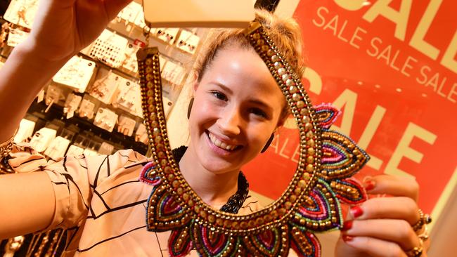 Boxing day sales excitement at Stockland. Annaliese Peever 19yo of Kirwan is Assistant Manager at Lovisa.