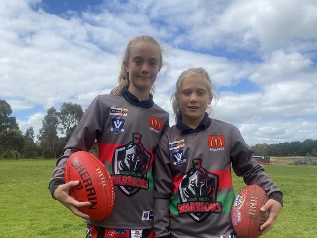 Woady Yaloak juniors Ava and Ruby Ashmore. Picture: Woady Yaloak.