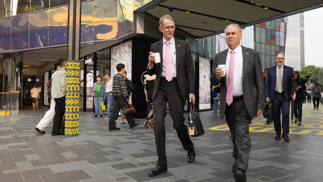 Departing ambassador to China Graham Fletcher with Trade and Tourism Minister Don Farrell in Chaoyang, Beijing.