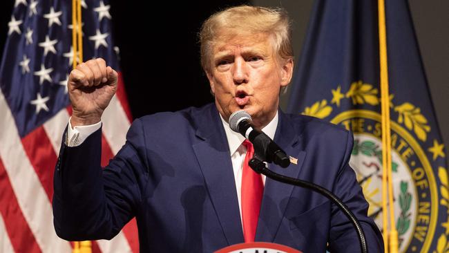 Donald Trump addresses the New Hampshire Republican state committee in Salem on Saturday. Picture: AFP