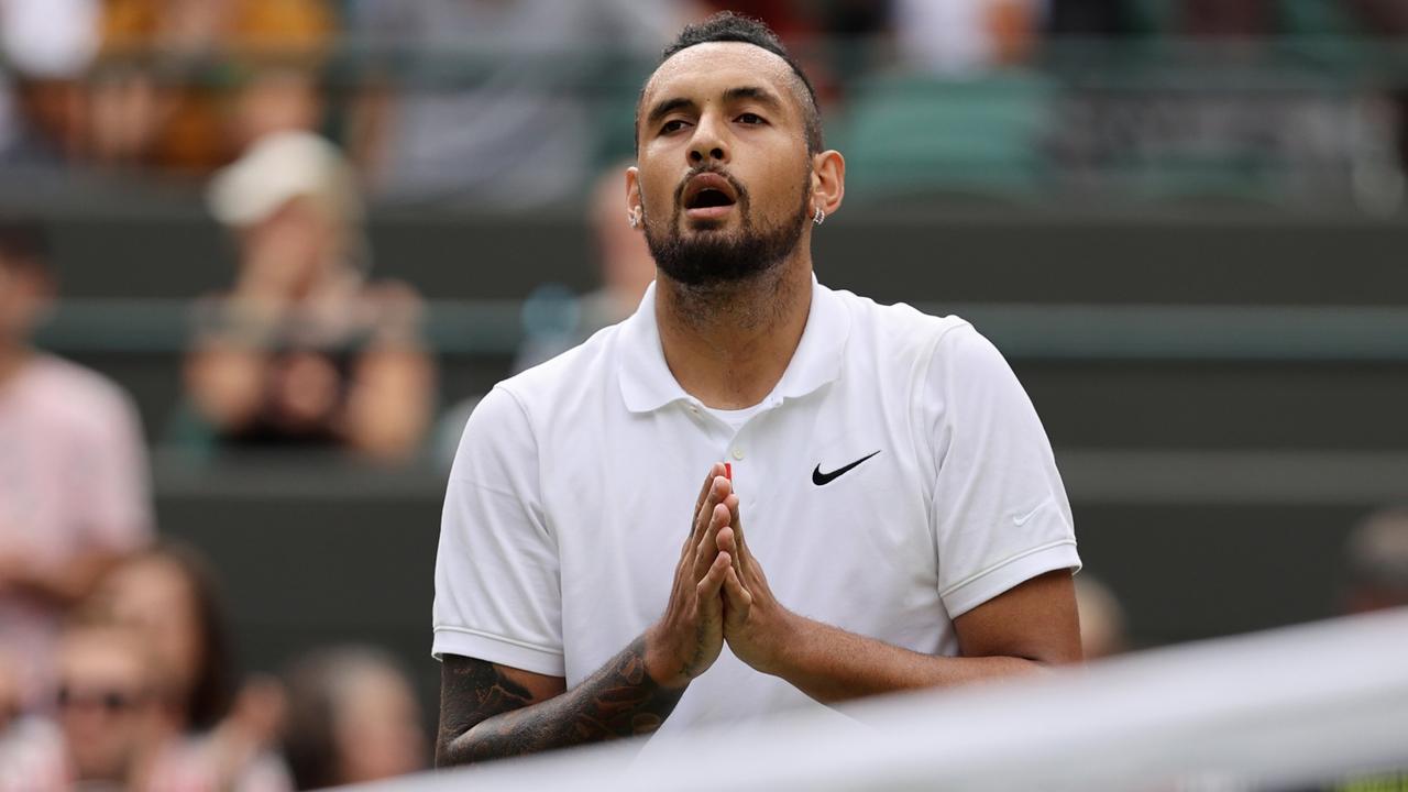 Nick Kyrgios at Wimbledon. Photo by Clive Brunskill/Getty Images.