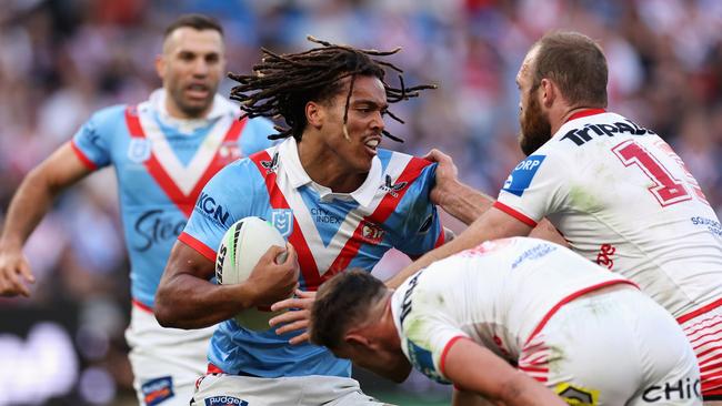 Dom Young was determined to prove that he belonged at the Roosters after making a strong comeback in his first game back from suspension. Picture: Cameron Spencer/Getty Images