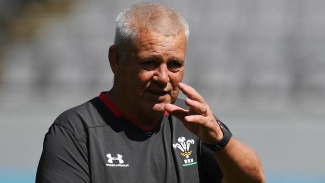 Warren Gatland attends a captain’s run in Tokyo.