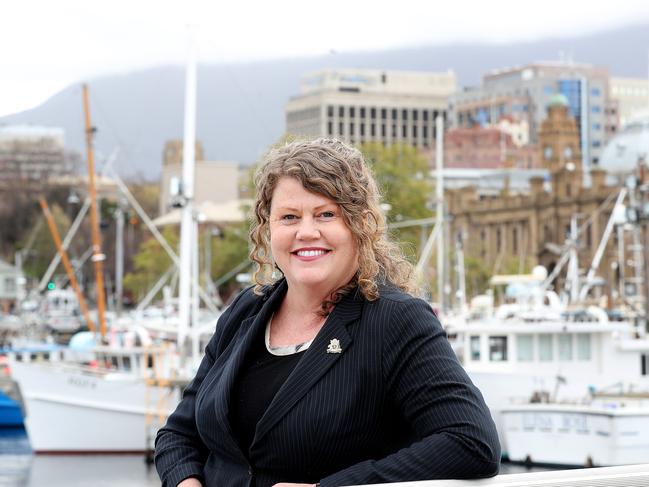 Hobart City Council lord mayor candidate Anna Reynolds on the Hobart waterfront.