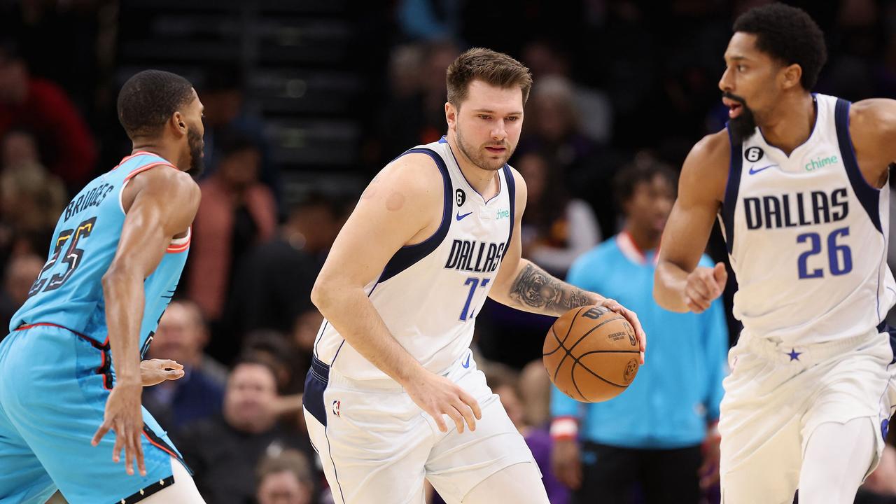 Mavericks’ All-Star Luka Doncic (pictured centre) will finally have the second superstar he needs to challenge for an NBA title. (Photo by Christian Petersen / GETTY IMAGES NORTH AMERICA / Getty Images via AFP)