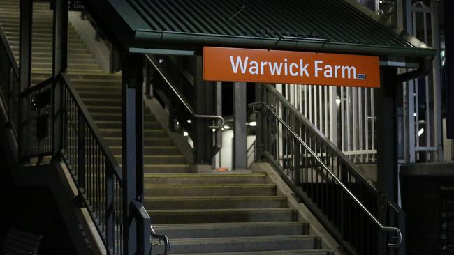 Warwick Farm train station, where Cornwall exposed himself on a train last October. Picture: Supplied