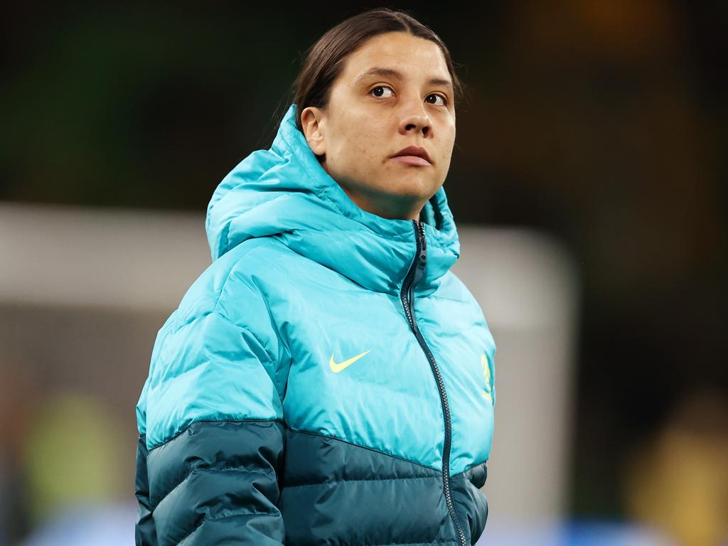 Sam Kerr takes it easy during the warm up. Photo by Michael Klein.