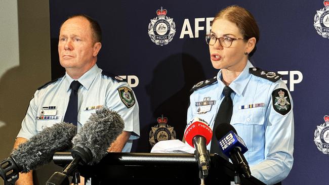 AFP Assistant Commissioner Justine Gough along with QPS Acting Assistant Commissioner Col Briggs. Picture Mohammad Alfares