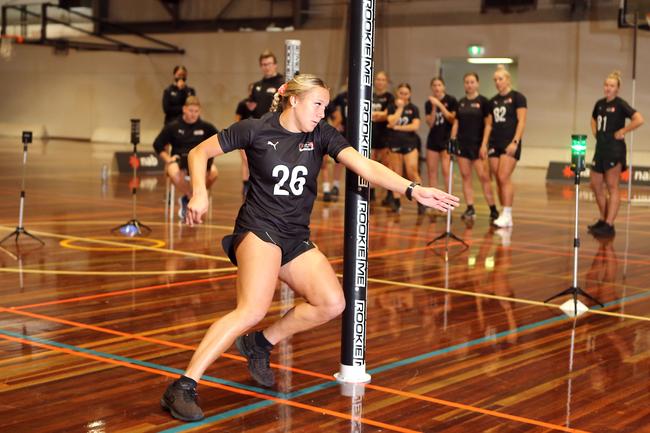 Teagan Levi at the AFLW draft combine for Queensland players, held at Runaway Bay Indoor Sports Centre. Picture: Richard Gosling.