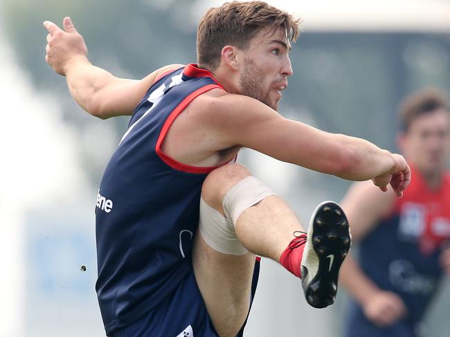 Jack Viney tunes up for Round 1. Picture: Michael Klein