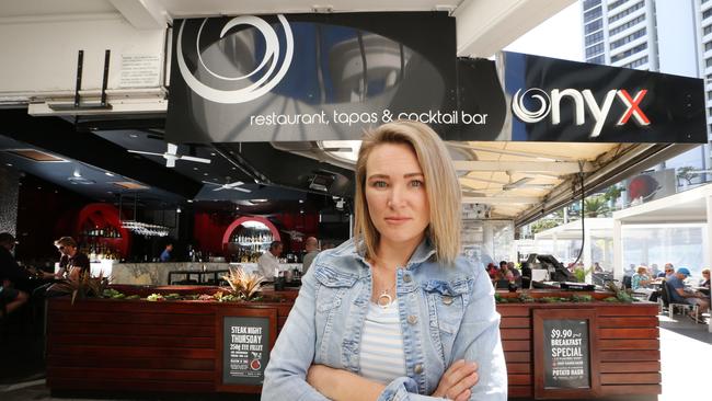 Lauren Hyland is the owner of Gold Coast institution Onxy which never fully recovered from Surf Pde being closed for roadworks for months. Onyx is one of 11 businesses to close with more to come in the coming weeks. Picture Glenn Hampson