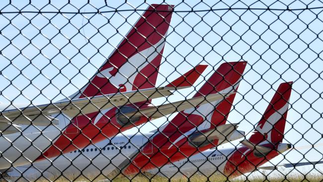 Much of the Qantas fleet remains grounded at airports around the country. Picture: AAP