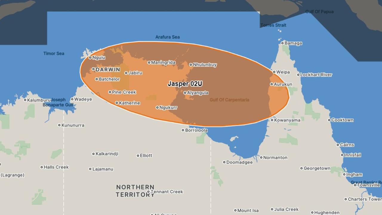 The Bureau of Meteorology seven-day cyclone forecast shows there is a 25 per cent chance Cyclone Jasper could reach Darwin by 9.30am, Sunday December 17.