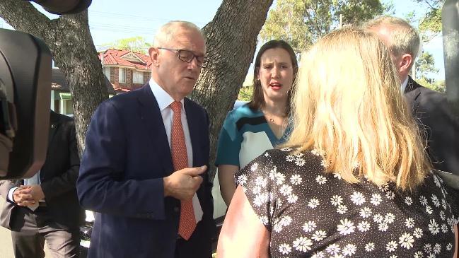 Sydney mother speaks to PM outside childcare centre