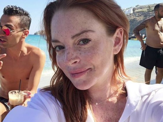 Lindsay Lohan took this selfie recently in Greece. Picture: Instagram