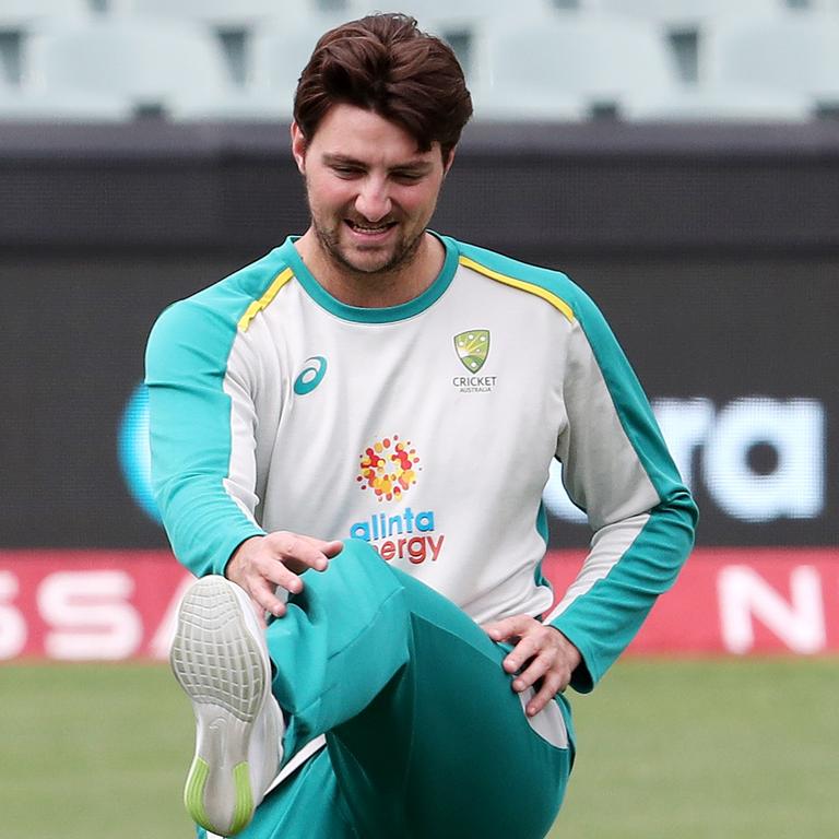 Tim David undergoes a fitness test in Adelaide.