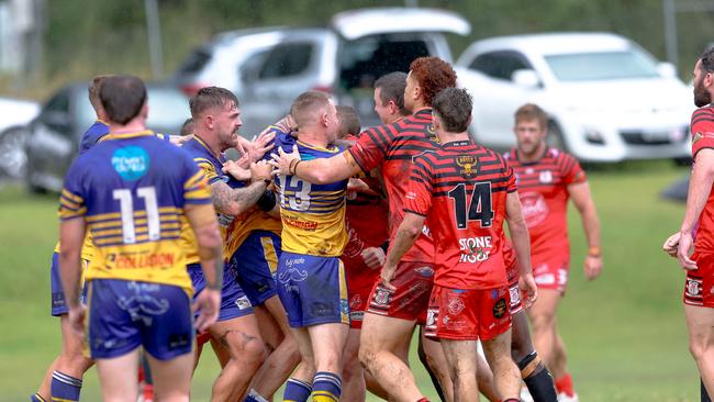 Tempers flare during the match. Picture: DC Sports Photography