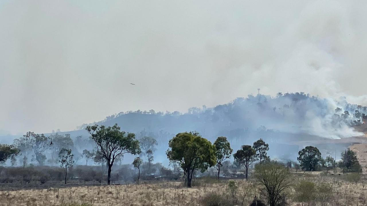 Multiple fire crews are on scene battling a 'fast moving' vegetation fire at Kabra west of Rockhampton. Photos: Vanessa Jarrett