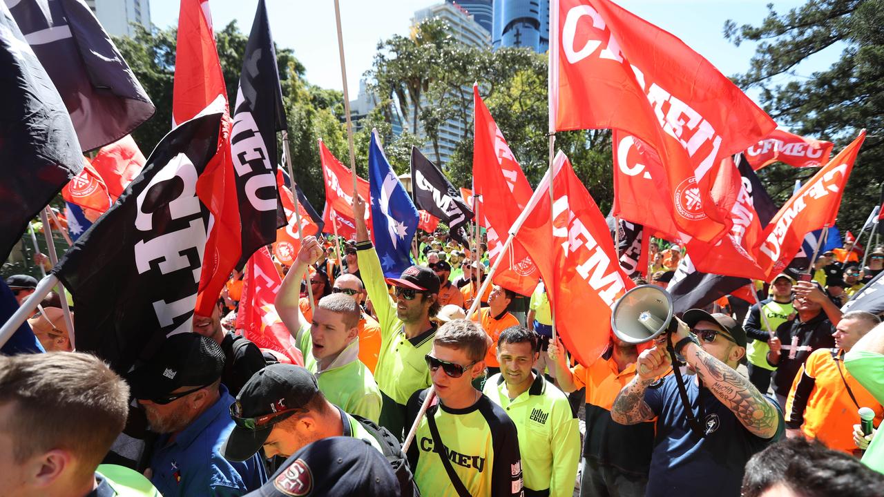 CFMEU protest at Parliament. Picture: Annette Dew