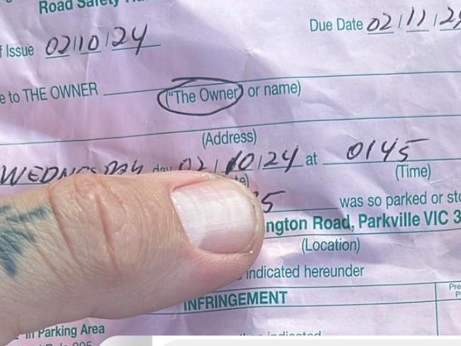 A dad was upset by a parking fine. Picture: Instagram/@jacquifelgate