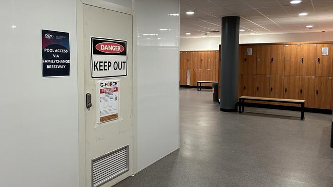 Works at the Next Generation gym. A door leading to the showers, which are currently closed. Picture: supplied