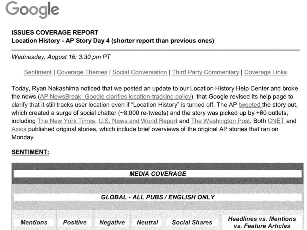 Google monitored the a media story on the settings for several days.