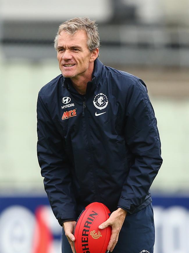 Laidley, pictured during a Carlton Blues AFL media session at Ikon Park in 2015, is considering penning a tell-all book.