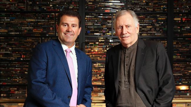 Cricket legend Ian Chappell (right) next to Mark Taylor – another of Australia’s great captains. Picture: Aaron Francis