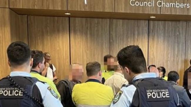 Police were called to attend Liverpool Council due to USU union members refusing to leave the premises. Picture: Kirsten Jelinek