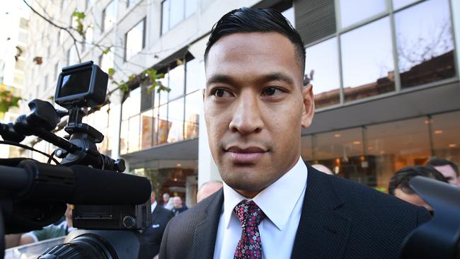 Israel Folau was sacked for alleged high-level breaches of the professional player code of conduct over social media posts. Picture: AAP