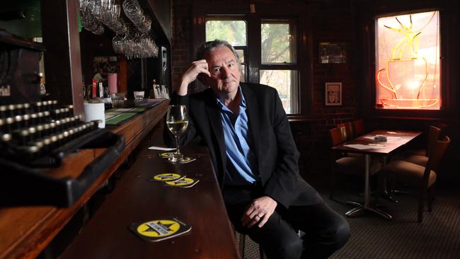 Louis Nowra in his favourite watering hole, Woolloomooloo’s Old Fitzroy Hotel. Picture: James Croucher