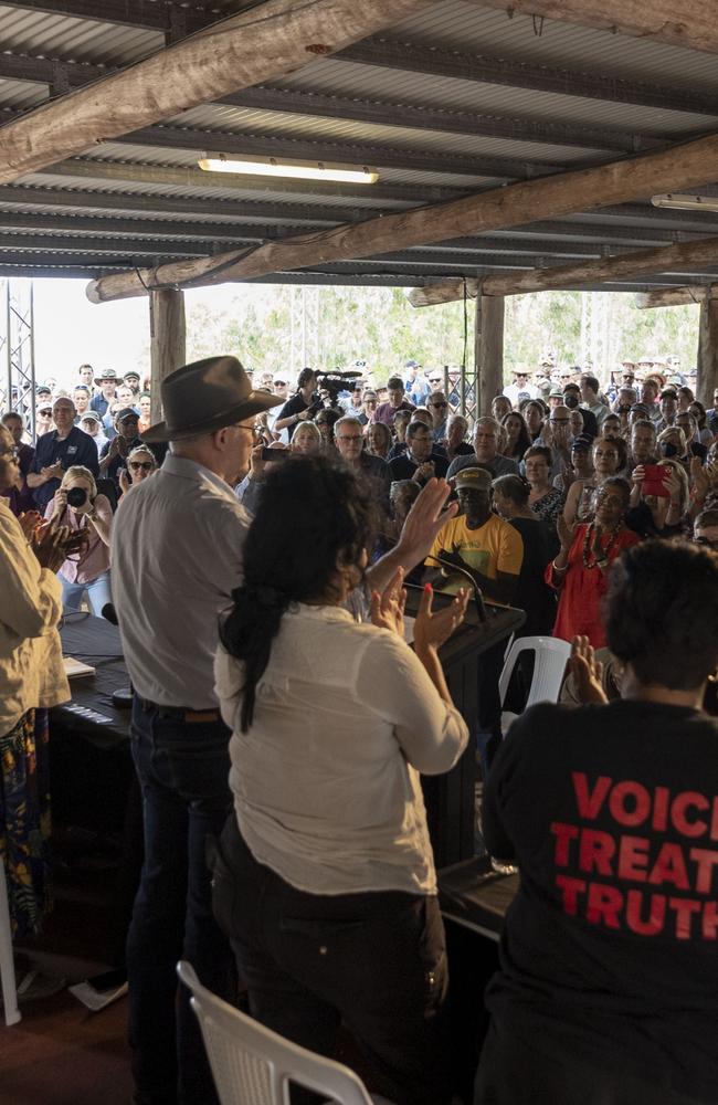 The crowd was told the referendum could come in the first term of parliament.