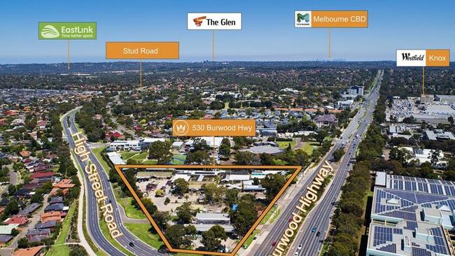 The site at 530-532 Burwood Highway Wantirna South is close to a number of shopping centres and major freeways.