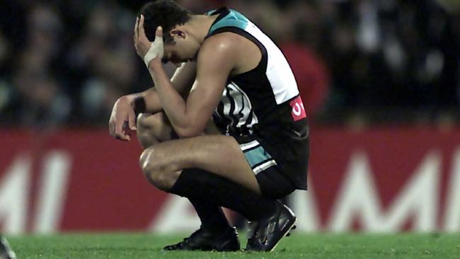 Port Adelaide’s Shaun Burgoyne takes the qualifying final loss hard.