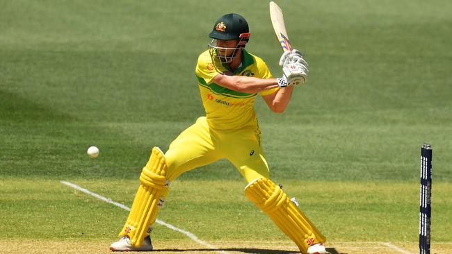 ADELAIDE, AUSTRALIA - JANUARY 15:  Shaun Marsh of Australia bats during game two of the One Day International series between Australia and India at Adelaide Oval on January 15, 2019 in Adelaide, Australia.  (Photo by Daniel Kalisz/Getty Images)