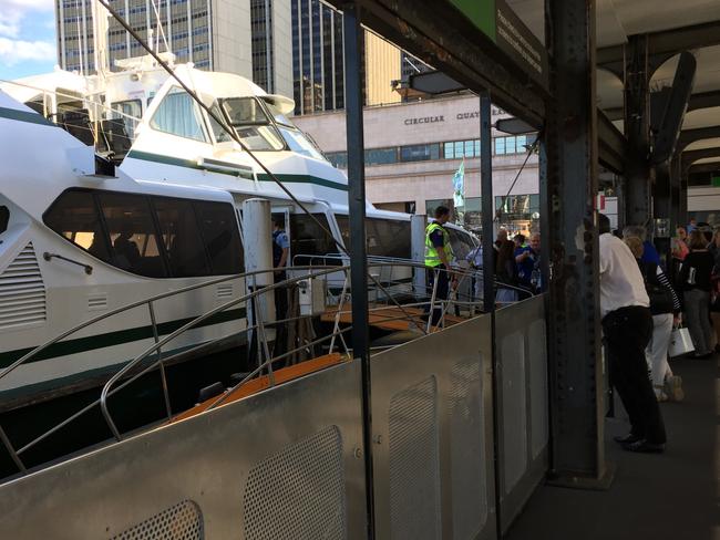 Scene of a ferry accident at Wharf 5 Circular Quay in 2016. Picture: Clarissa Bye