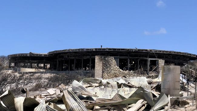 The remains of Kangaroo Island’s world-famous Southern Ocean Lodge, which was lost in January’s bushfires.