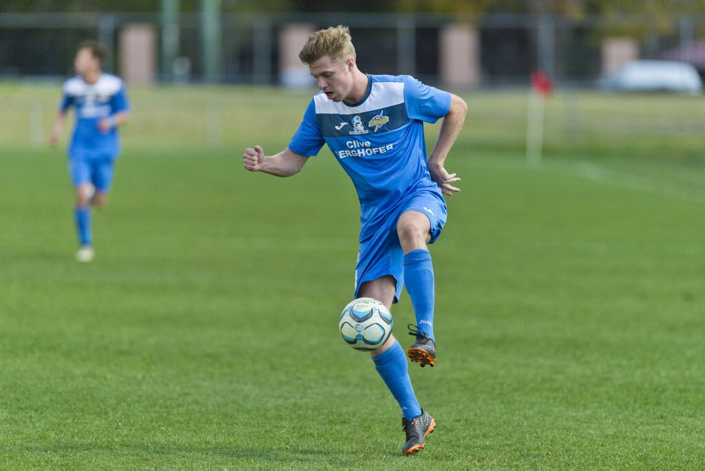 Chris Hatfield for South West Queensland Thunder against Cairns FC in NPL Queensland men round 26 football at Clive Berghofer Stadium, Saturday, August 25, 2018. Picture: Kevin Farmer