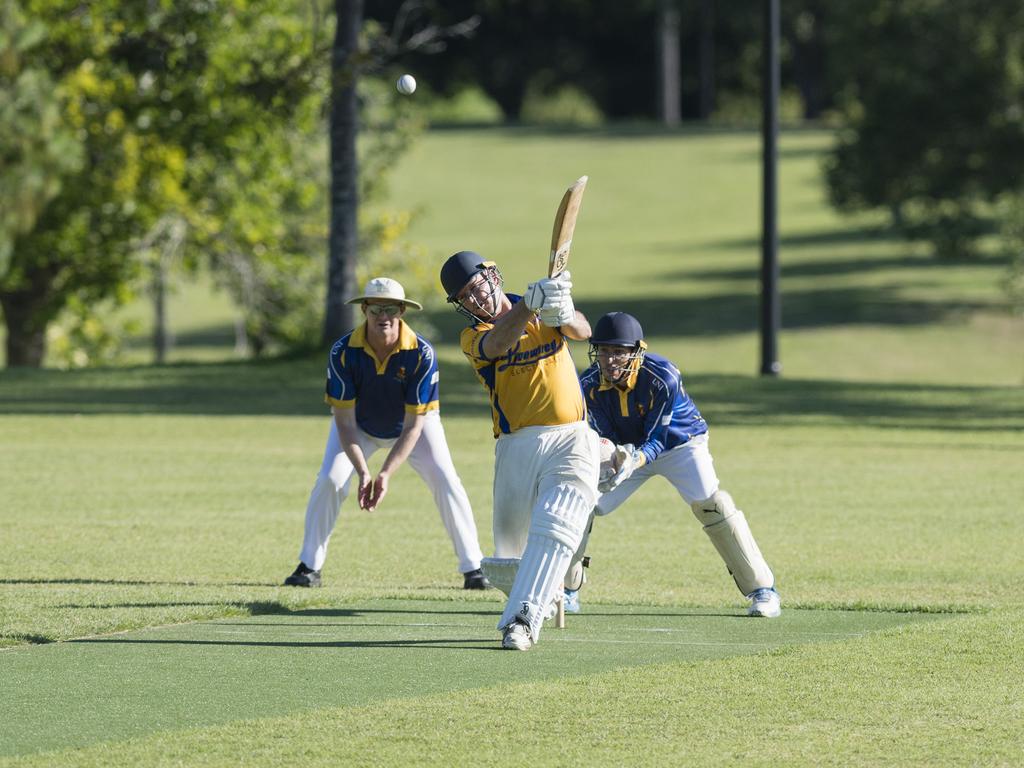 Stuart Moar bats for Northern Brothers Diggers Gold against University Bush Chooks in Toowoomba Cricket C Grade One Day semi final at Godsall St East oval, Saturday, December 9, 2023. Picture: Kevin Farmer