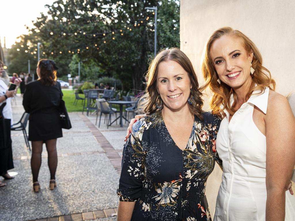 Michelle Howman (left) and Ash Wright at Toowoomba Fashion Festival at The Armitage Centre, Saturday, March 16, 2024. Picture: Kevin Farmer