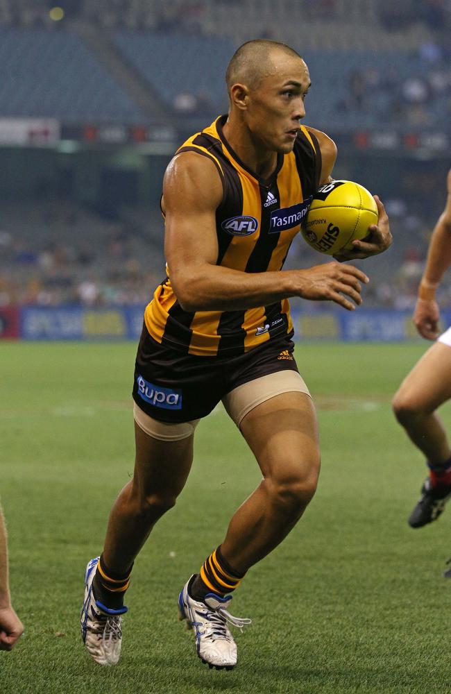 Alex Woodward on the burst for the Hawks.