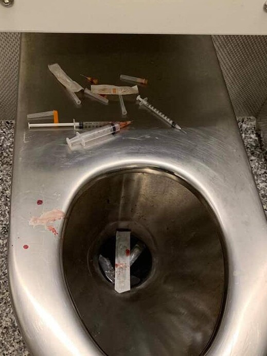 Coffs Harbour business operator Nikki Williams has shared disturbing photos of discarded needles and other drug paraphernalia in public toilets in the CBD.