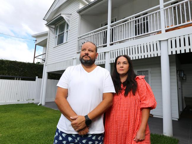 Enoggera couple Michael and Rachel Jorgensen lost almost $80,000 in a Suncorp Bank “spoofing scam”. The couple are receiving no help from the Suncorp Bank. Picture: David Clark