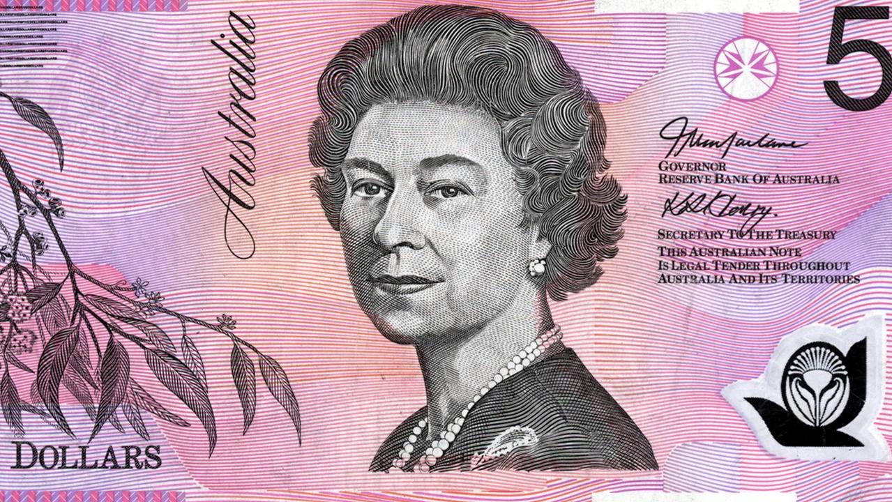 The $5 note has a portrait of the Queen aged 58.