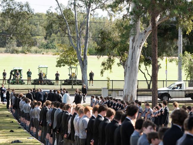 Mourners at Jonah Waterson’s funeral.